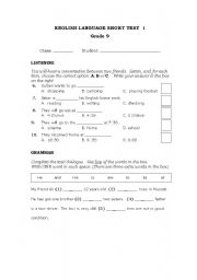 English Worksheet: English Short Test