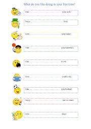 English Worksheet: Free Time + gerund