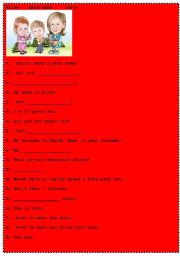 English worksheet: ENJOYABLE AND USEFUL DIALOGUE FOR YOUNG LEARNERS :)