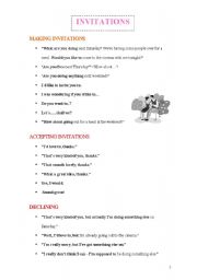 English Worksheet: Making, Accepting and Declining Invitations