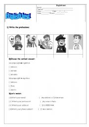 English Worksheet: English test