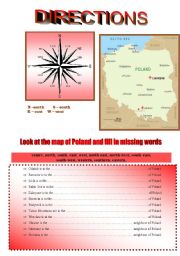 English Worksheet: MAP OF POLAND - directions