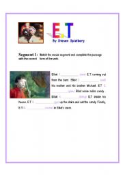English Worksheet: E.T Movie Segment 1 - Simple Present 