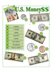 English Worksheet: U.S. Money -- Pictionary
