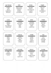 English Worksheet: TABOO CARDS