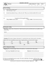 English Worksheet: reading report