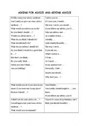 English worksheet: ADVICE