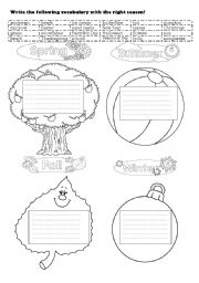 English Worksheet: seasons