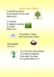 English Worksheet: Spring Riddles
