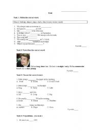 English worksheet: Test ( basic knowledges)