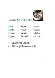 English Worksheet: Phonetics-vowel sound /3:/