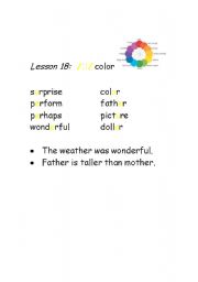 English Worksheet: Phonetics-vowel sound / ɚ /