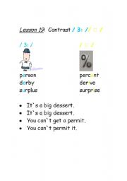 English Worksheet: Phonetics - vowels contrast sounds / 3: // ɚ / 