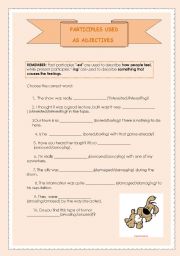 English Worksheet: Participle used as adjectives