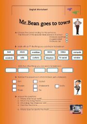 English Worksheet: Mr.Bean goes to town