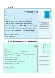 English Worksheet: postcard