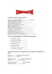 English worksheet: comparative