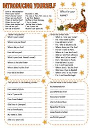 English Worksheet: INTRODUCING YOURSELF