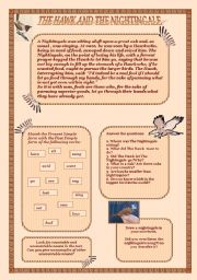 English Worksheet: The Hawk and The Nightingale