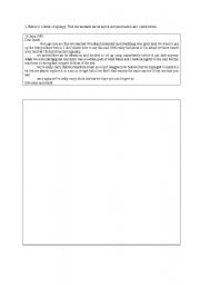 English worksheet: Writing practice test