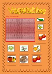 English worksheet: Vegetables - word grid