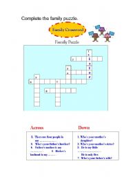 English worksheet: Family Puzzle