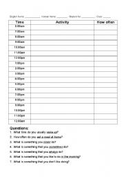 English worksheet: Talking about Daily Routines