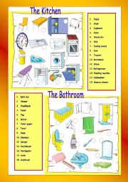 English Worksheet: The Kitchen / The bathroom