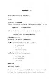 English worksheet: adjectives