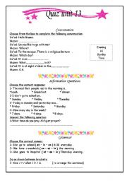 English worksheet: quize