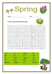 English Worksheet: Spring wordsearch