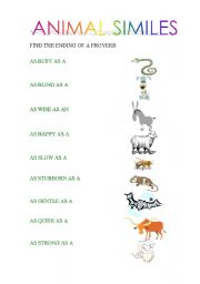English Worksheet: ANIMAL SIMILES