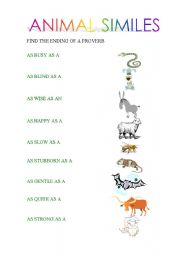 English worksheet: ANIMAL SIMILES