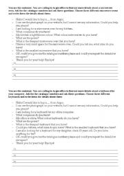 English worksheet: Activity: Shopping Over the Telephone