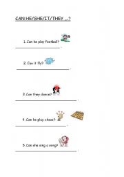 English worksheet: Can he..?