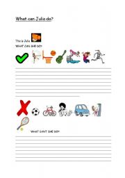 English worksheet: What can Julia do?