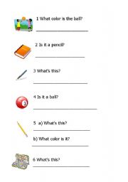 English worksheet: Elementary level esl children