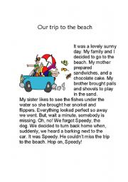 English Worksheet: Our trip to the beach