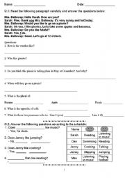 English worksheet: general evaluation