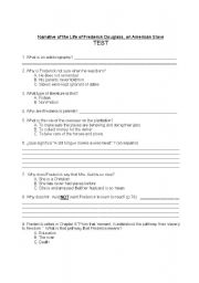 English Worksheet: Modified Test on Narrative of the Life of Frederick Douglass, an American Slave