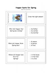 English worksheet: Hopper hunts for spring