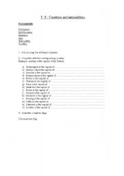 English Worksheet: countries and nationalities