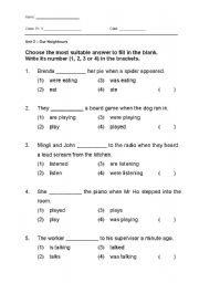 English Worksheet: past continuous tense worksheet