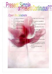 English Worksheet: Present Simple or Present Continuous?