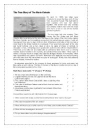 English Worksheet: The Marie Celeste a Mystery unsolved