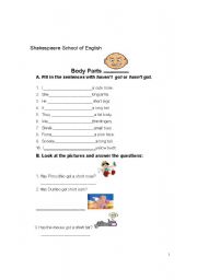English Worksheet: Have got -negative form 