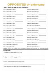 English Worksheet: OPPOSITES OR ANTONYMS