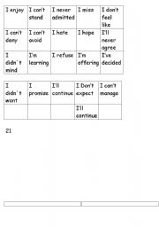 English worksheet: verbs followed by ing or to
