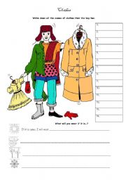 English Worksheet: Clothes and weather