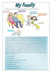 English Worksheet: my family